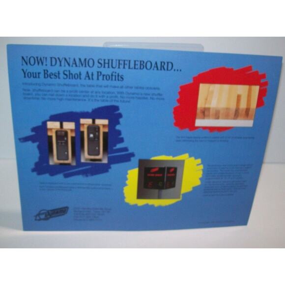 Dynamo Shuffleboard Arcade Game FLYER Paper Advertising Sheet Vintage Artwork - Picture 2 of 3